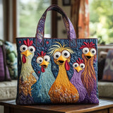 Handgemachte Tasche - Fünf bunte Hühner