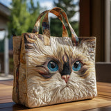Handgefertigte Tasche - Weisse Katze mit blauen Augen