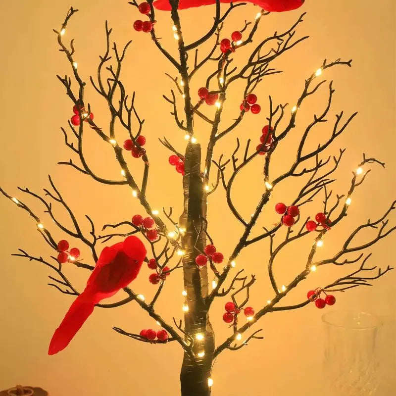 Strahlender Vintage-Baum mit Kardinälen