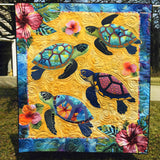 Grietje - Gewattete Decke Aqua-Abenteuer Kunstquilt zum Aufhängen
