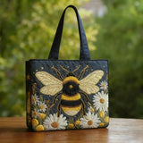 Handgefertigte Tasche - Biene mit Margeriten und Sternen