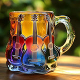 Handwerkliche Tasse mit 3D-Gitarren-Kunst