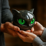 Wächterkatze aus schwarzem Stein