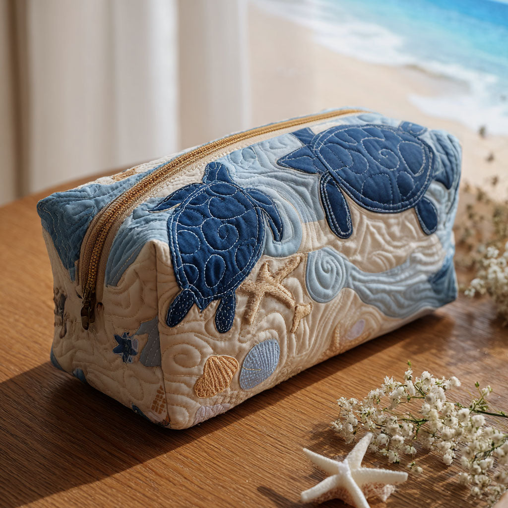 Sara - Gewattete Kulturtasche Blaue Muscheln