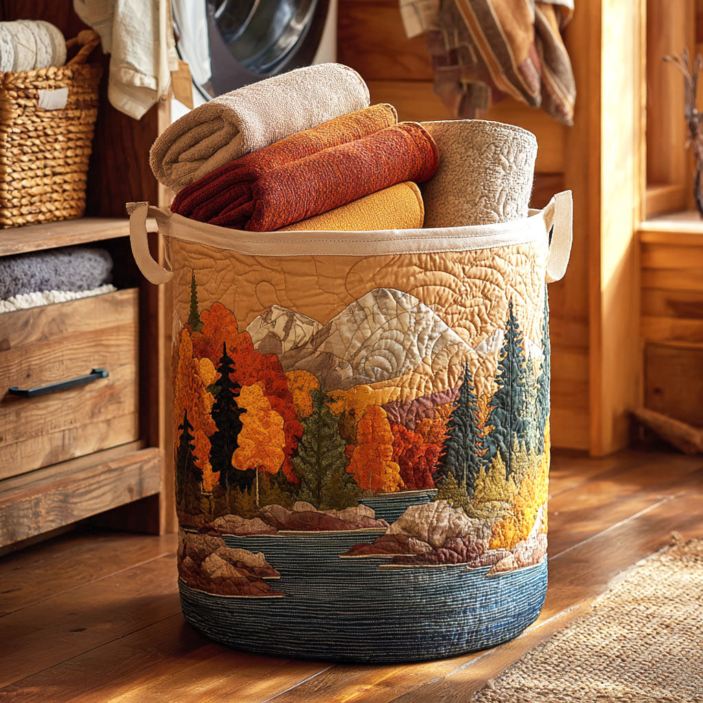 Gepolsterter Wäschekorb - Herbstfluss