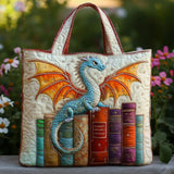 Gesteppte Tote Bag - Smaragdgrüner Drache, Hüter der Bücher