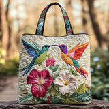 Gefütterte Tasche - Kolibri und weisse Blumen
