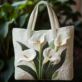 Handgefertigte gesteppte Tasche - Weisse Callas