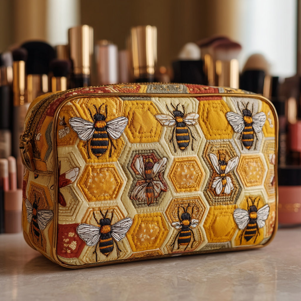 Fien - Gewattete Kulturtasche Bienen im Gras