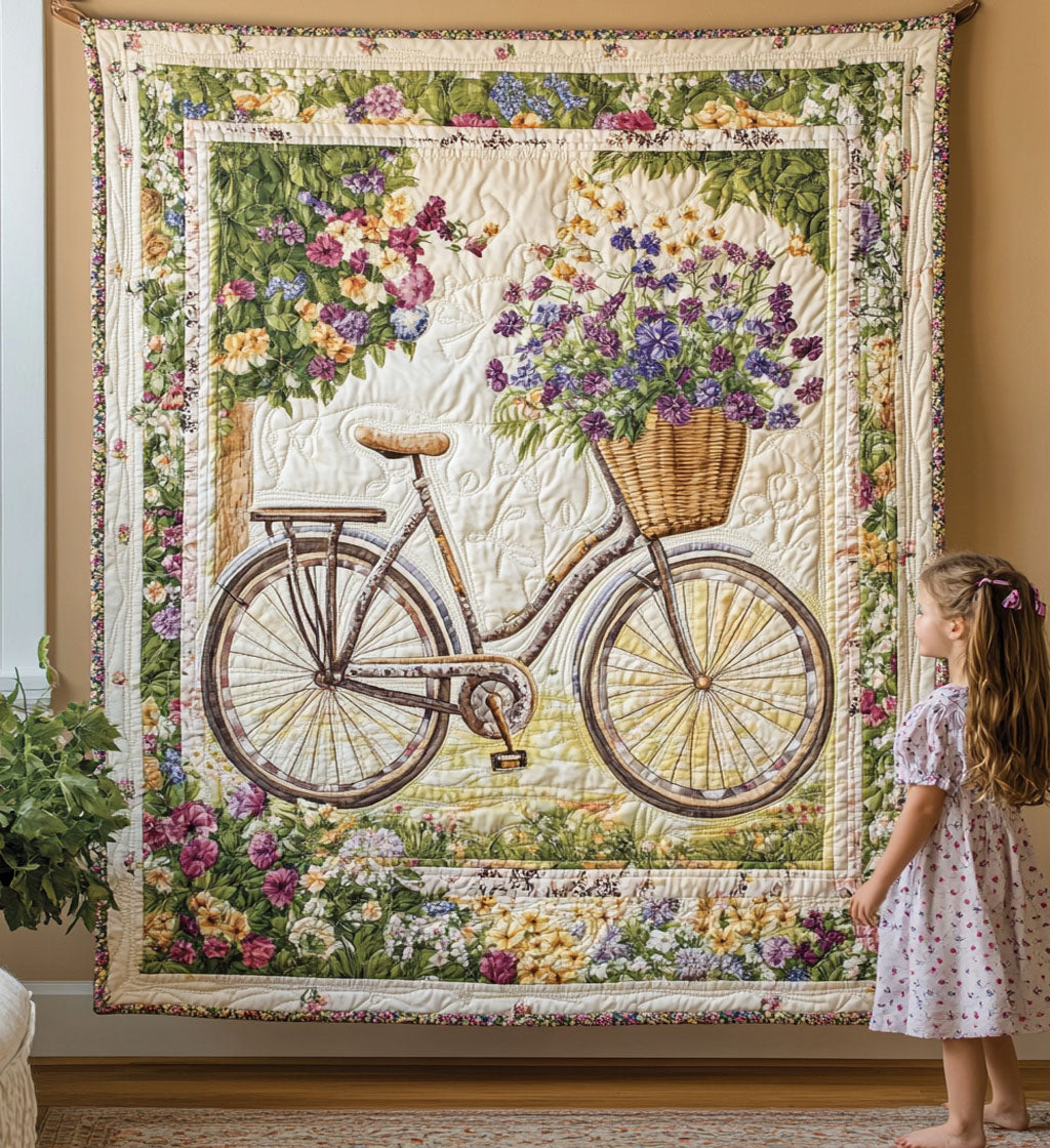 Ingrid - Textile Wandkunst Fahrrad Blumen