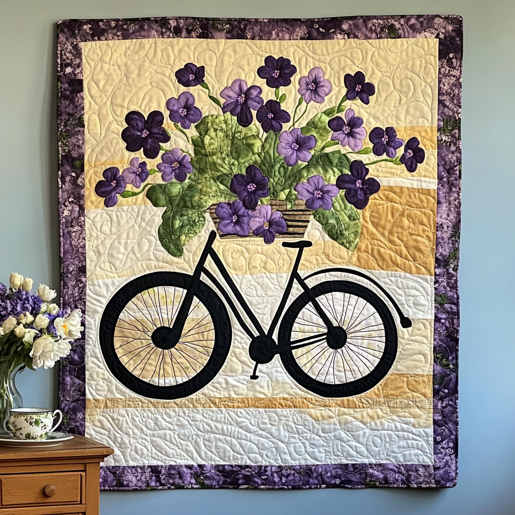 Neeltje - Gewattete Decke Fahrrad Strauss Kunstquilt zum Aufhängen