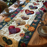 Gesteppte Tischdecke - Herzen in Blüte
