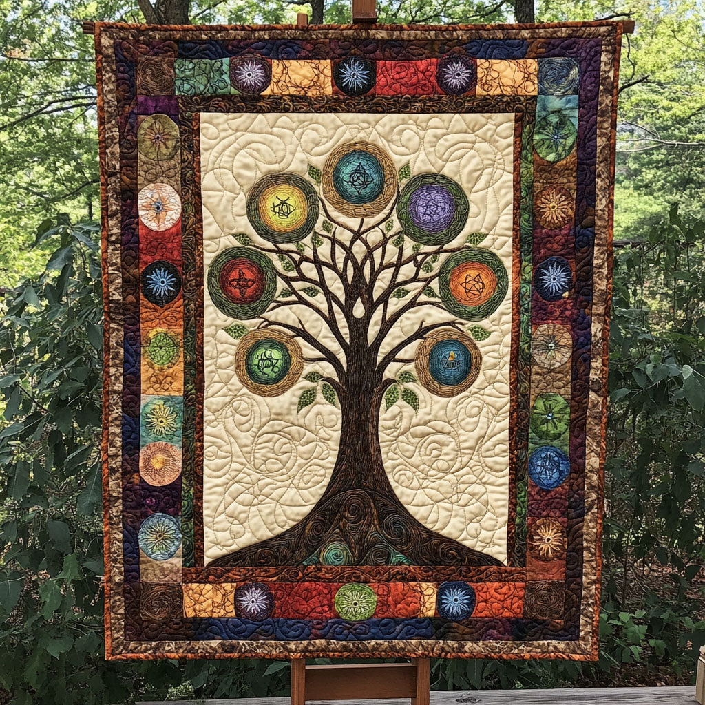 Godelieve - Gewattete Decke Zweige der Ewigkeit Kunstquilt zum Aufhängen