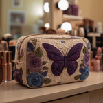 Merel - Gewattete Kulturtasche Quilt und Schmetterling