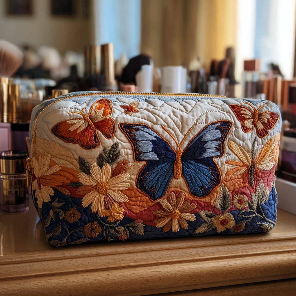 Loïs - Gewattete Kulturtasche Elegante Schmetterlinge