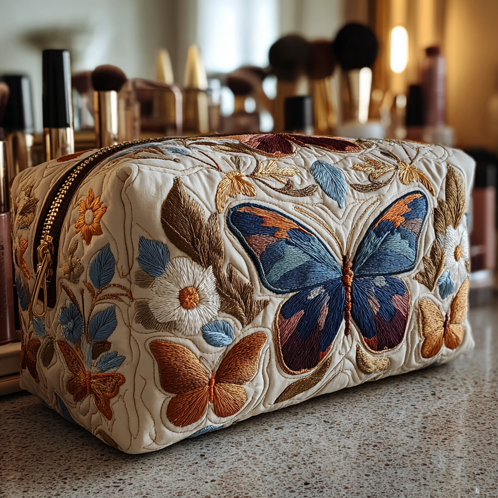 Evi - Gewattete Kulturtasche Edle Schmetterlinge