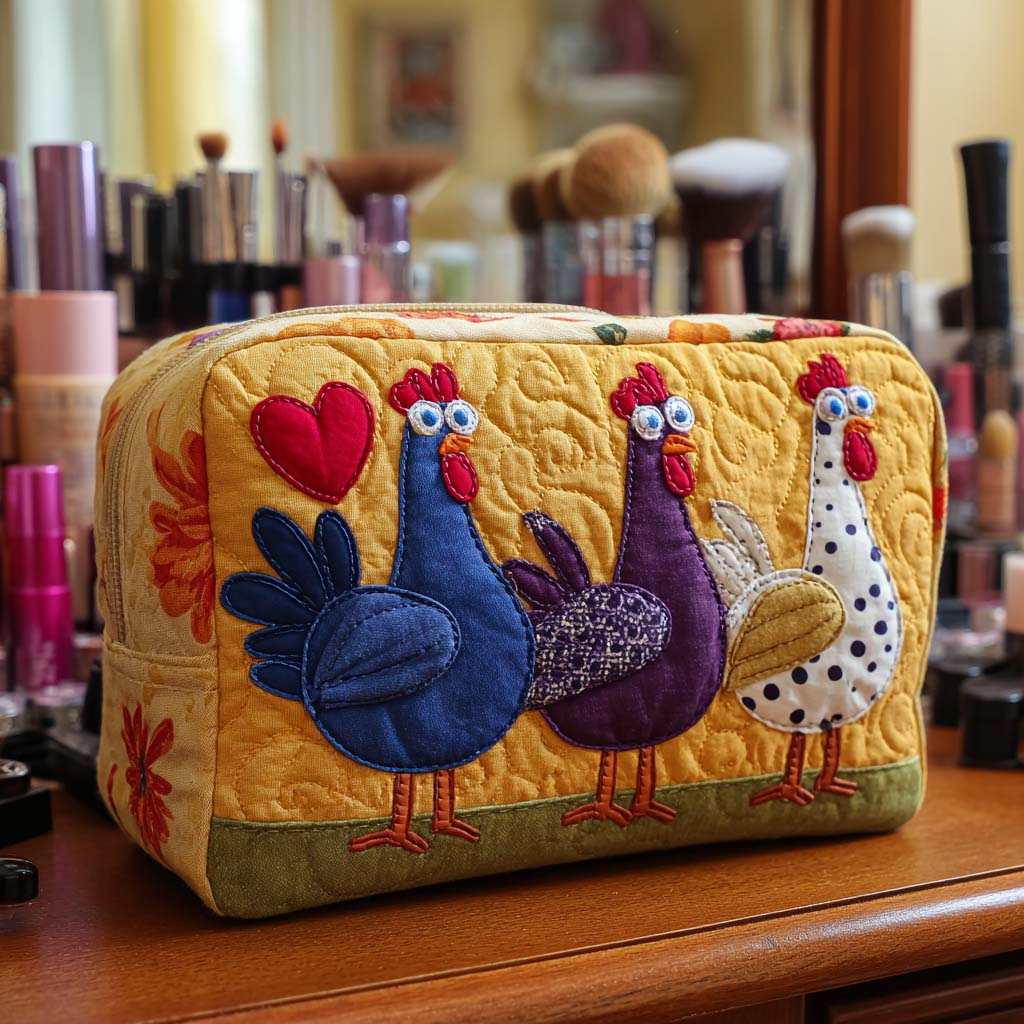 Lieke - Gewattete Kulturtasche Dekoratives Huhn