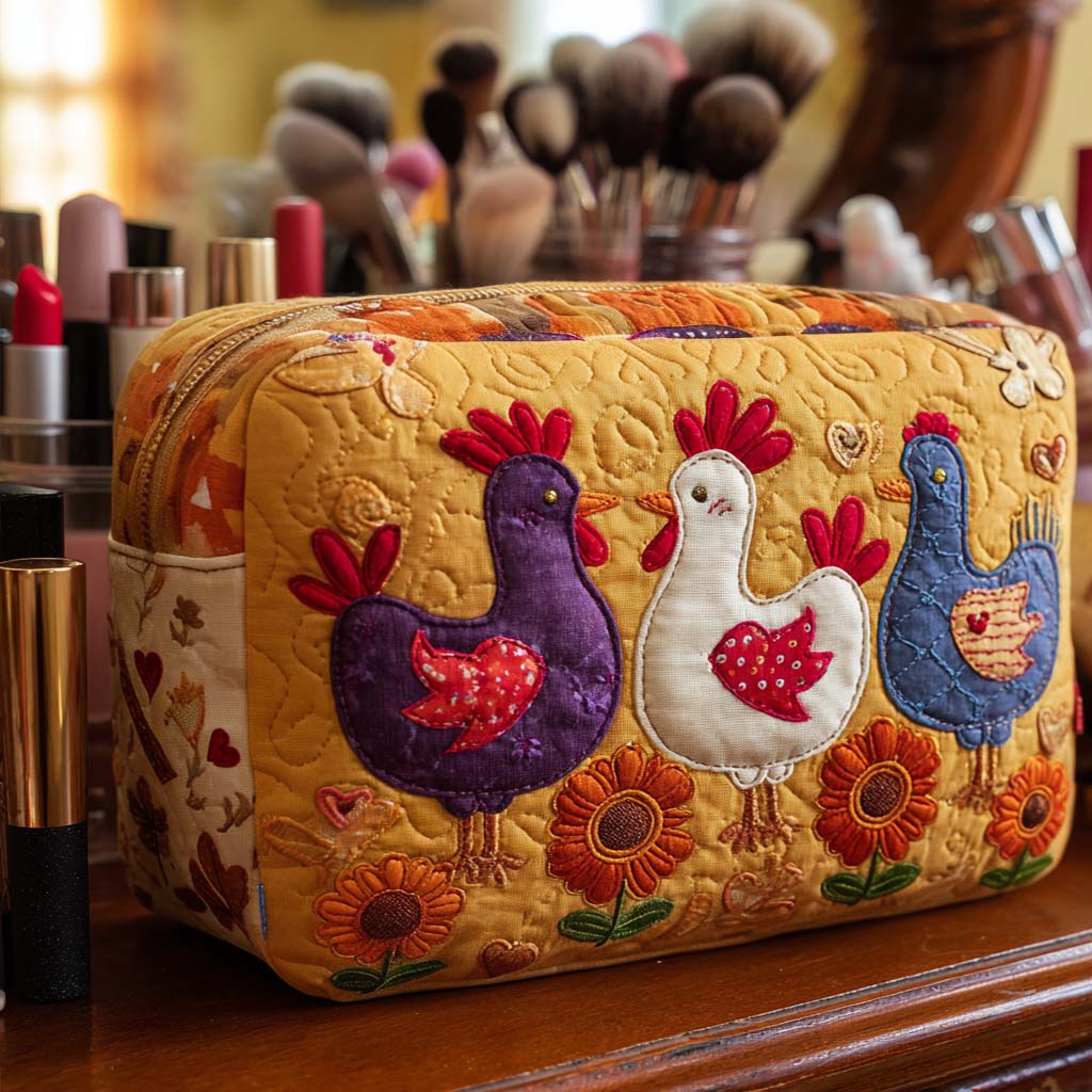 Baukje - Gewattete Kulturtasche in Hühnerform
