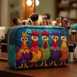 Anouk - Gewattete Kulturtasche Quiltmuster Huhn und Herzen