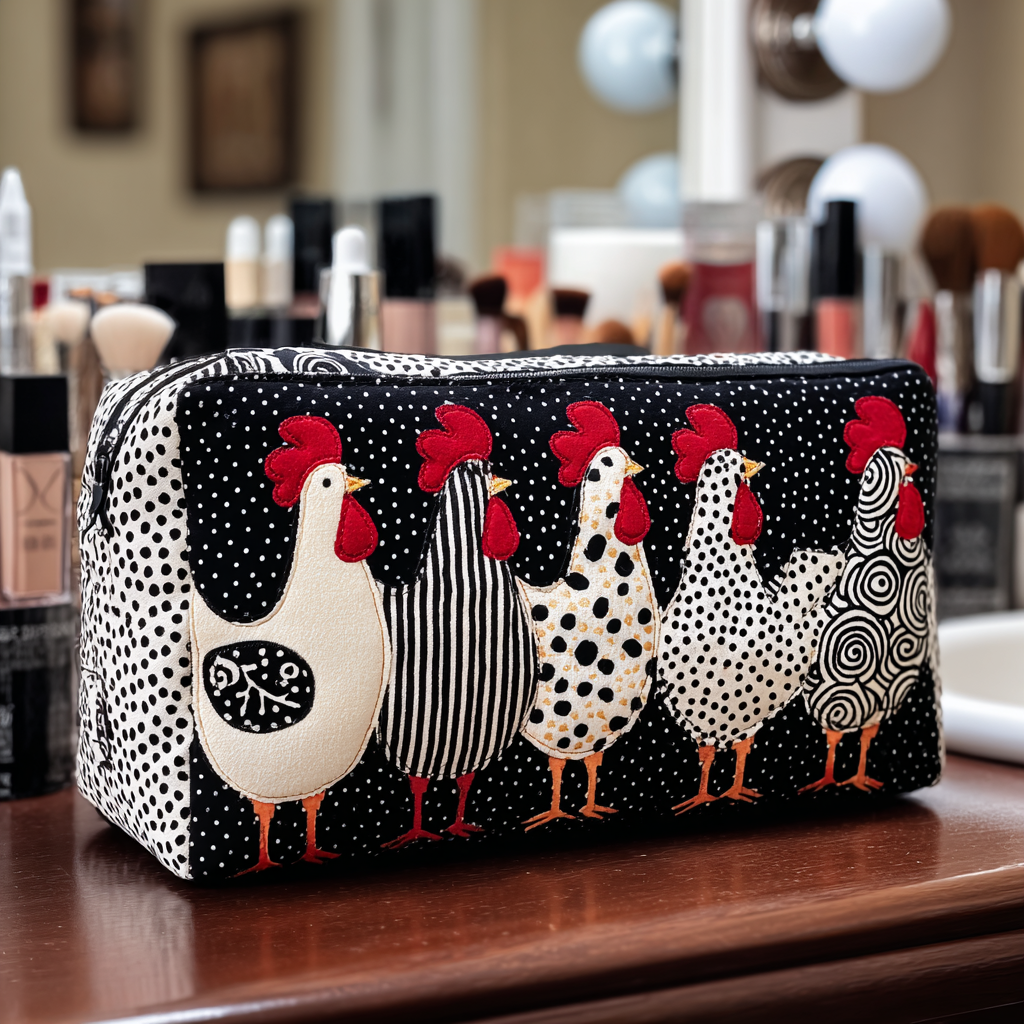 Sanne - Gewattete Kulturtasche Huhn im Nest