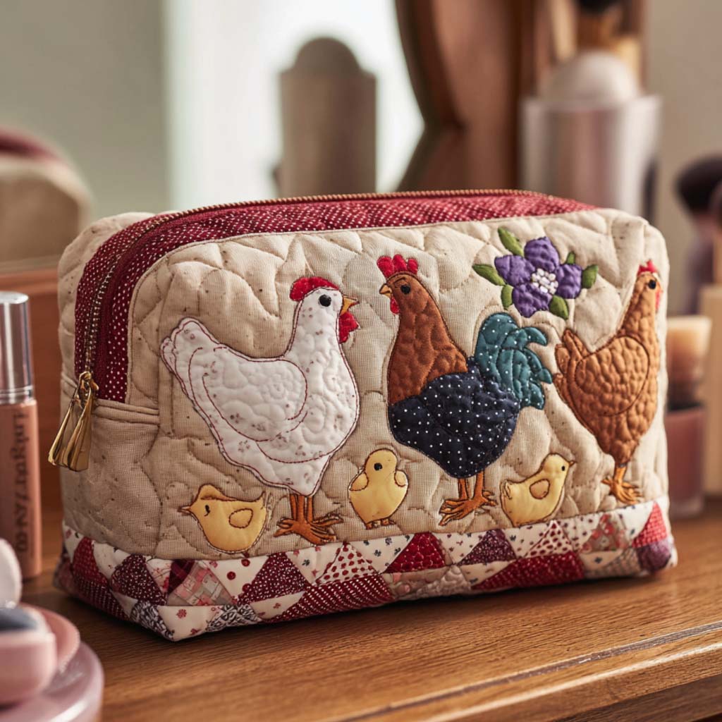 Aagje - Gewattete Kulturtasche Huhn im Nest