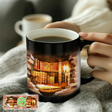 Keramiktasse mit magischer Bibliothek und thermischem Effekt