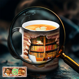 Keramiktasse mit magischer Bibliothek und thermischem Effekt