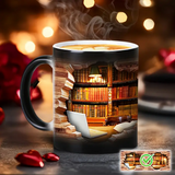Keramiktasse mit magischer Bibliothek und thermischem Effekt