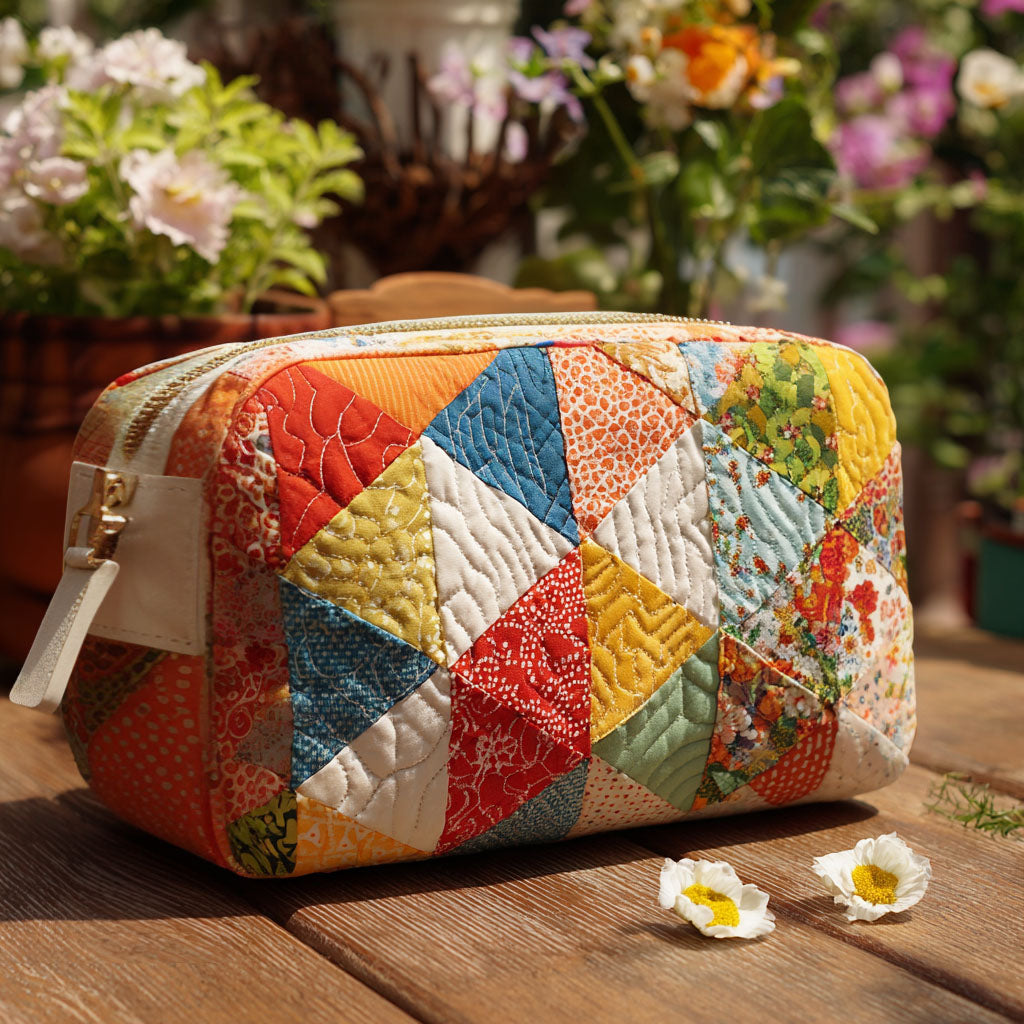 Klazina - Gewattete Kulturtasche Bunter Retro-Print