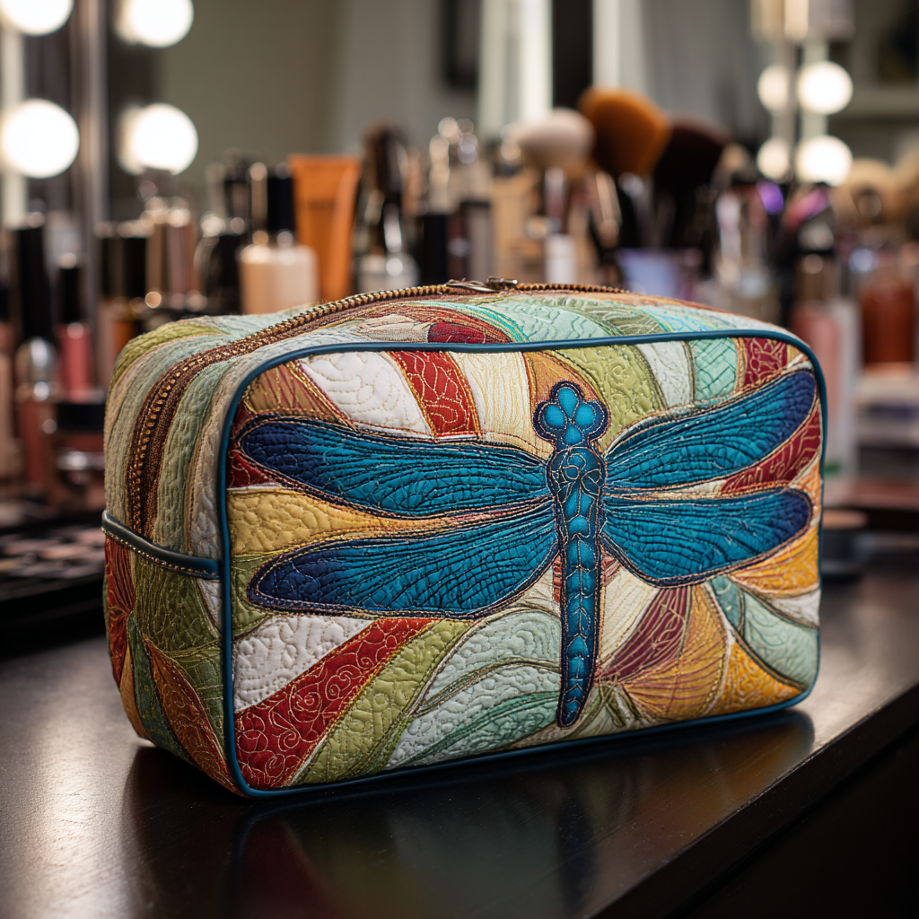 Margaretha - Gewattete Kulturtasche Farbige Libelle