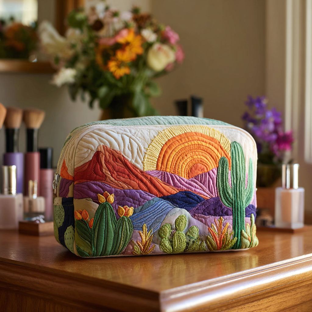 Bernadette - Gewattete Kulturtasche Sonnenaufgang in der Wüste