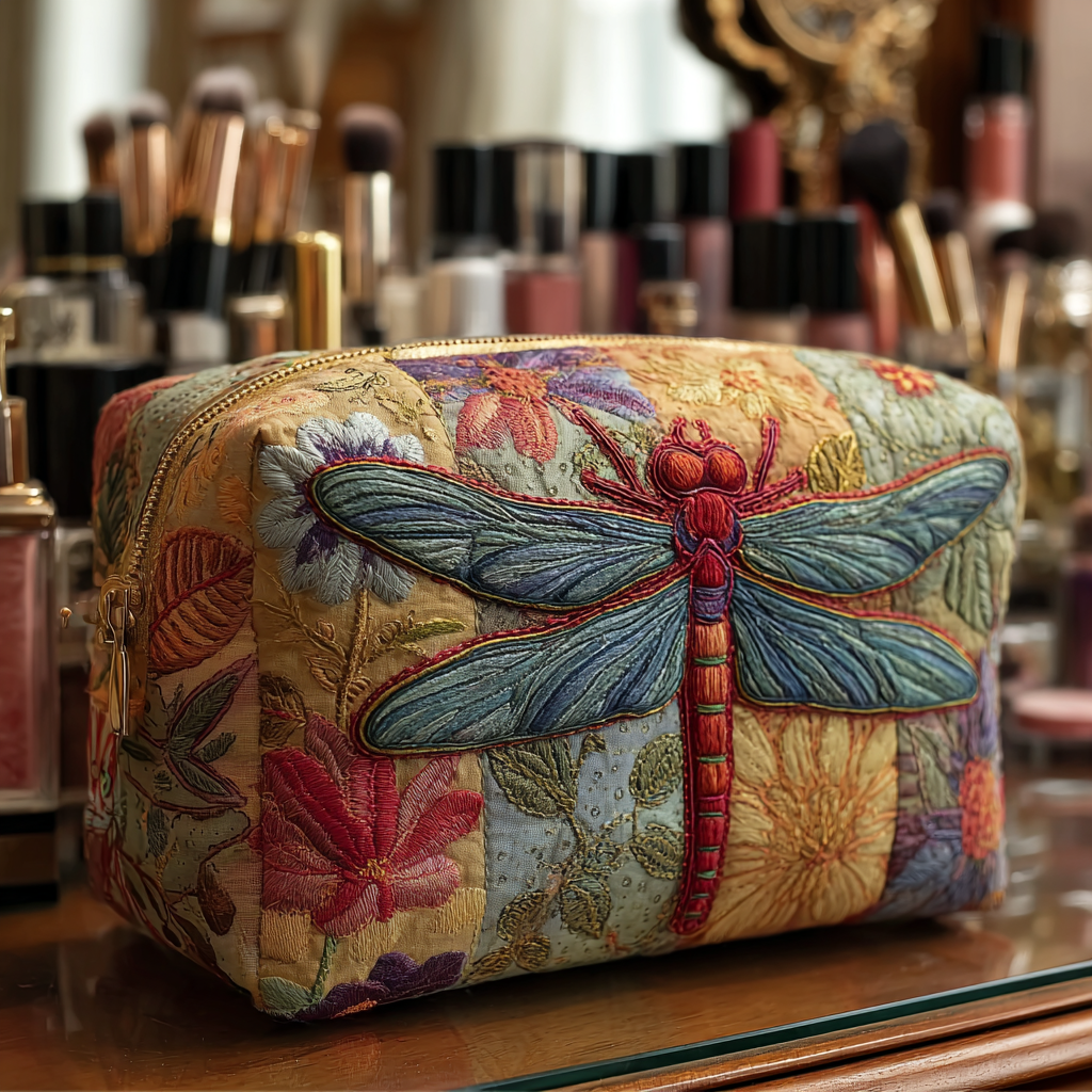 Ursula - Gewattete Kulturtasche Elegante Libelle