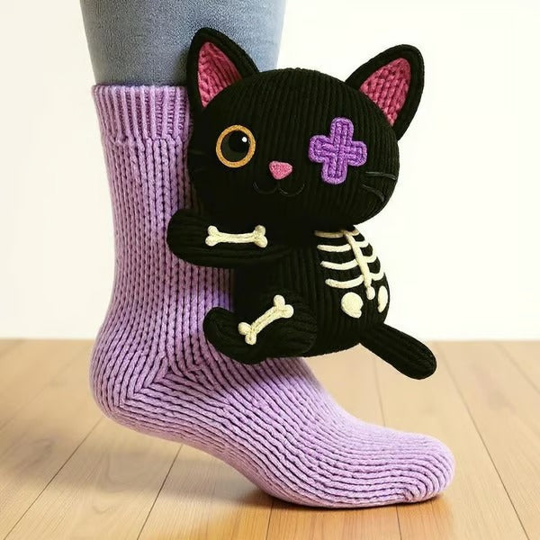 Justine - Schwarze-Katze-Socken