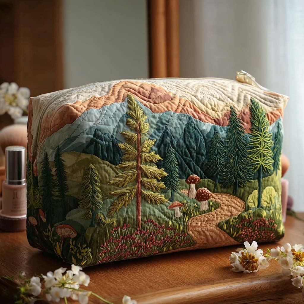 Rozemarijn - Gewattete Kulturtasche Immergrüner Wald