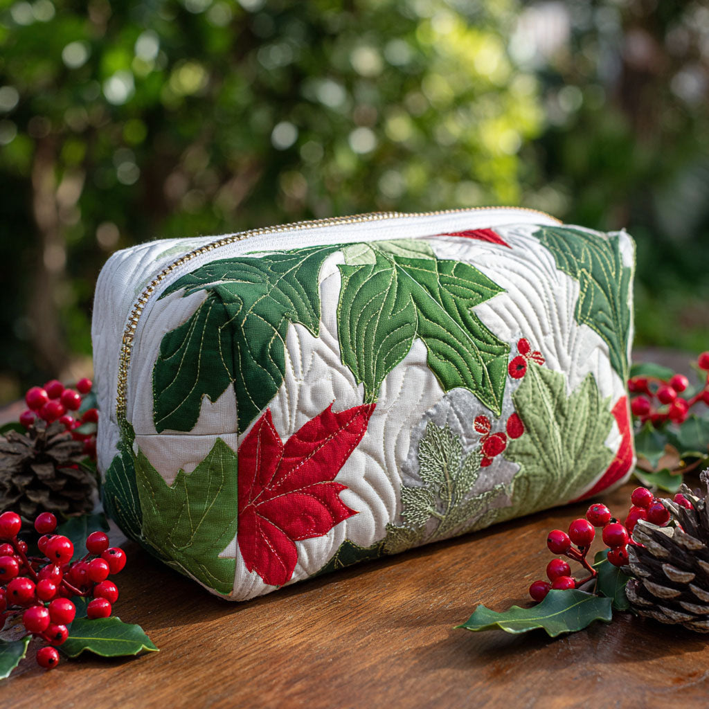 Bregje - Gewattete Kulturtasche Weihnachtsgrün