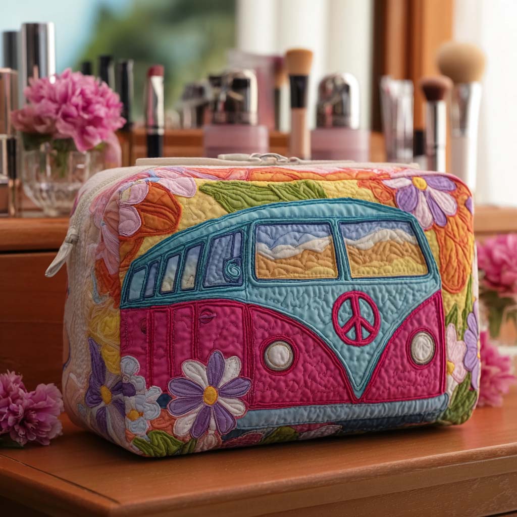 Hanneke - Gewattete Kulturtasche Besticktes Blumensträusschen