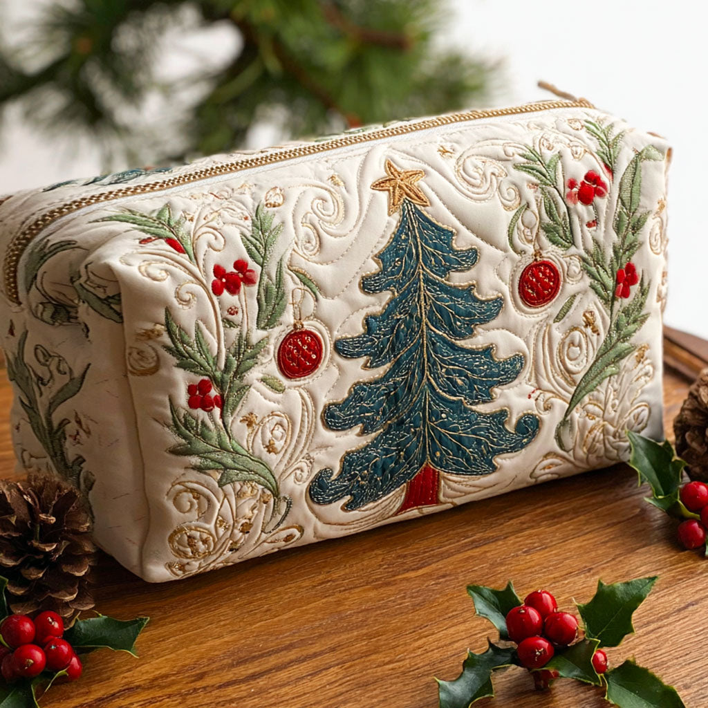 Berdien - Gewattete Kulturtasche Weihnachtswald