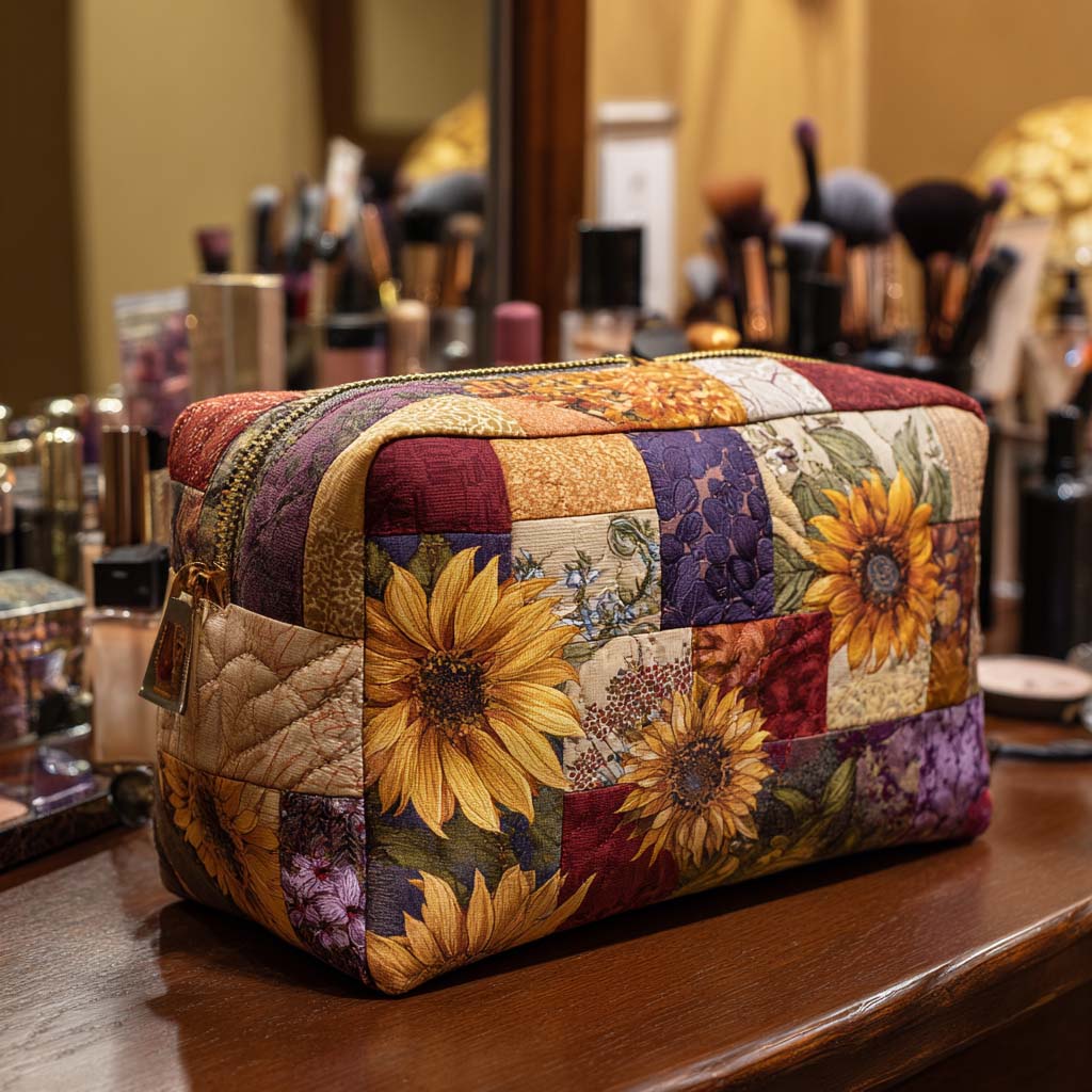 Sabine - Gewattete Kulturtasche Goldene Blume