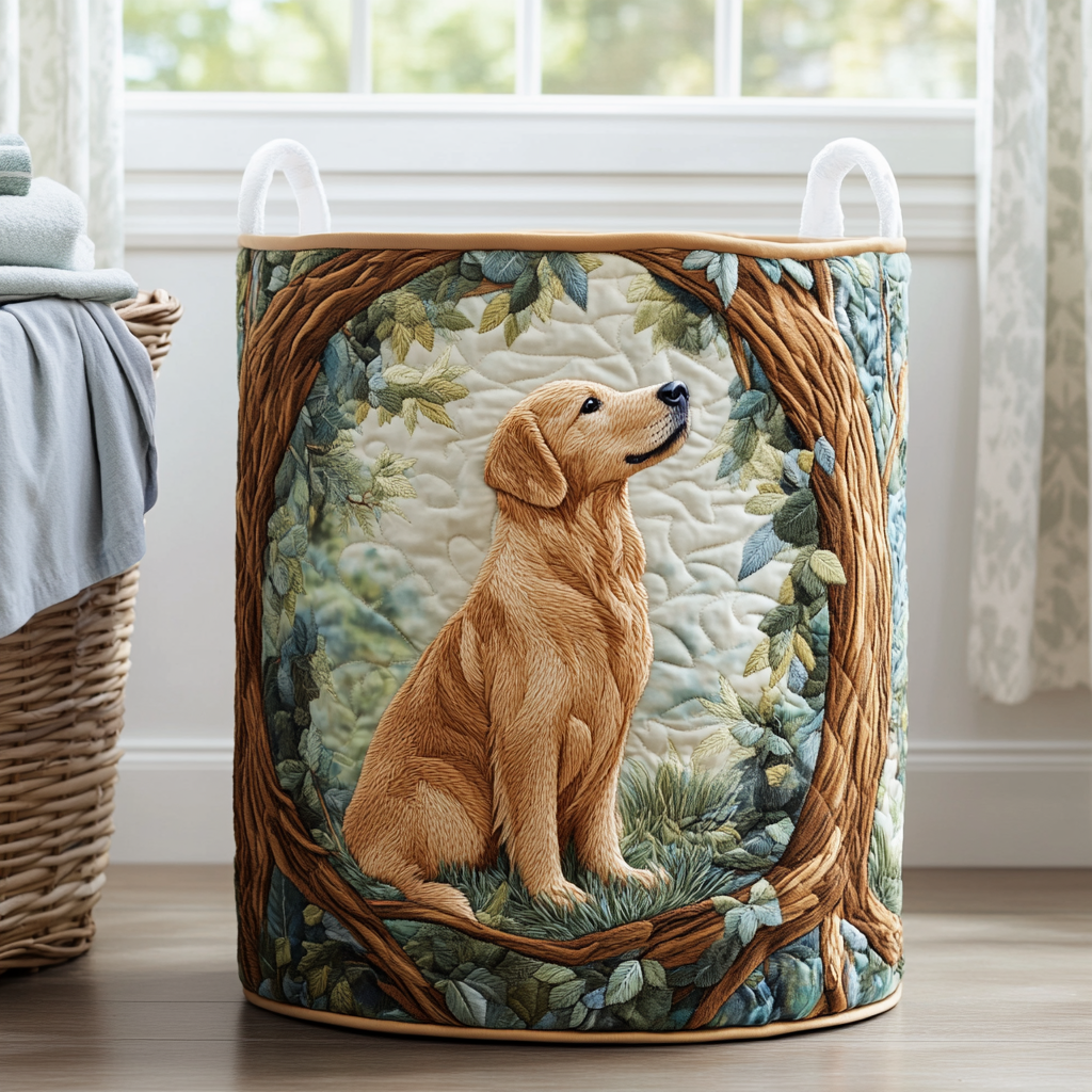 Gepolsterter Wäschekorb - Golden-Retriever-Feld