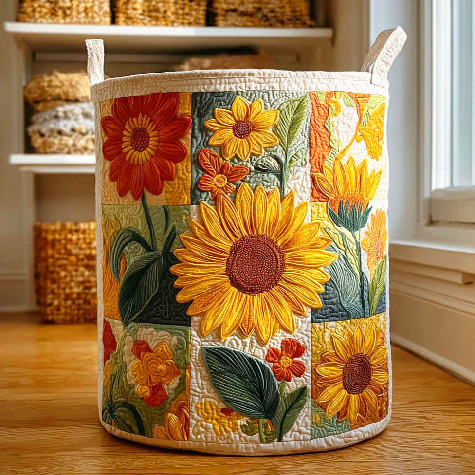 Gesteppter Wäschekorb - Sonnenblume