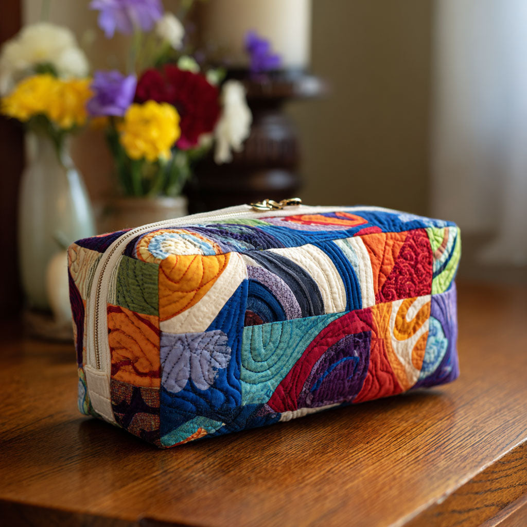 Greetje - Gewattete Kulturtasche Retro-Wellen