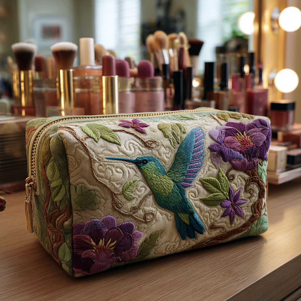Kirsten - Gewattete Kulturtasche Farbenfroher Kolibri