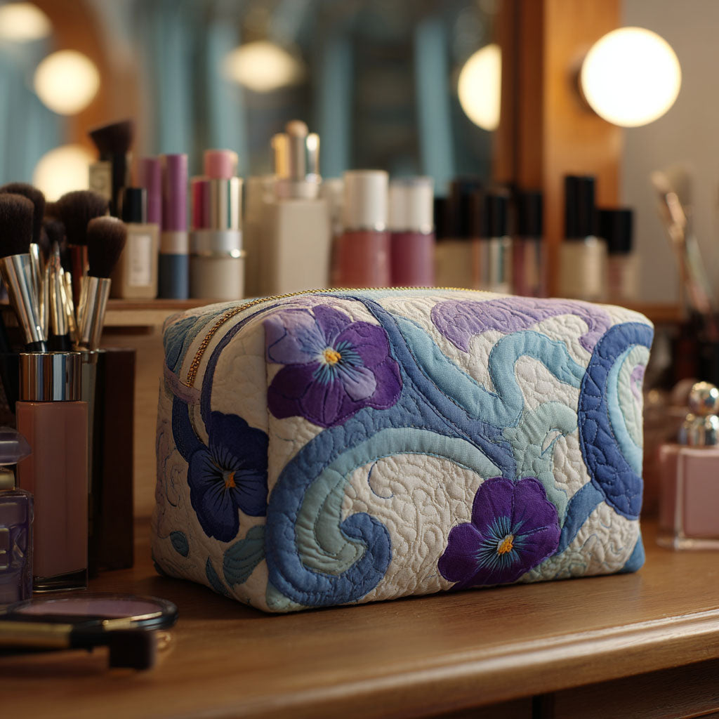 Sanne - Gewattete Kulturtasche Quilt in Nachtlila