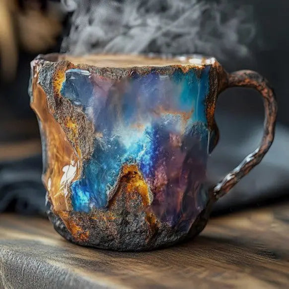 Kaffeetassen mit eingebetteten Mineralkristallen