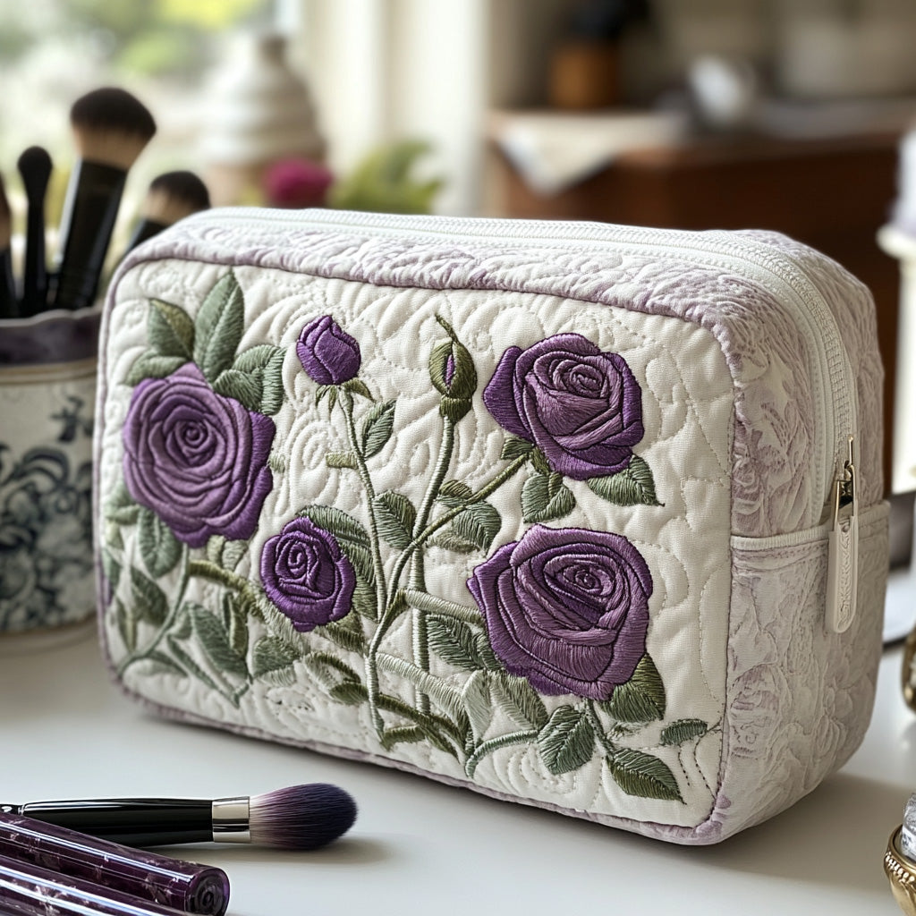 Anna - Gewattete Kulturtasche Blumenmuster im Mondlicht