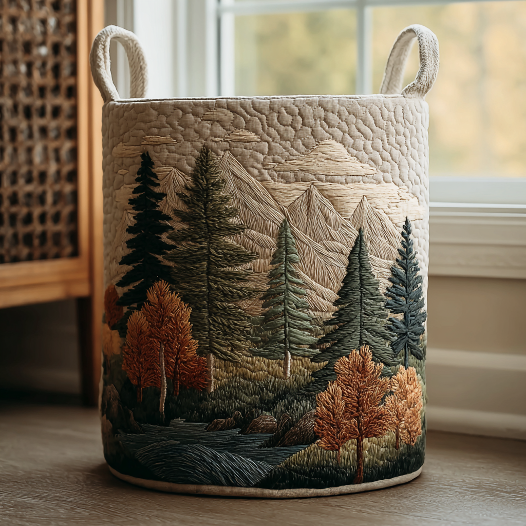 Gepolsterter Wäschekorb - Wald