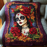 Wilma - Gewattete Decke Mystische Totenkopf-Blumen