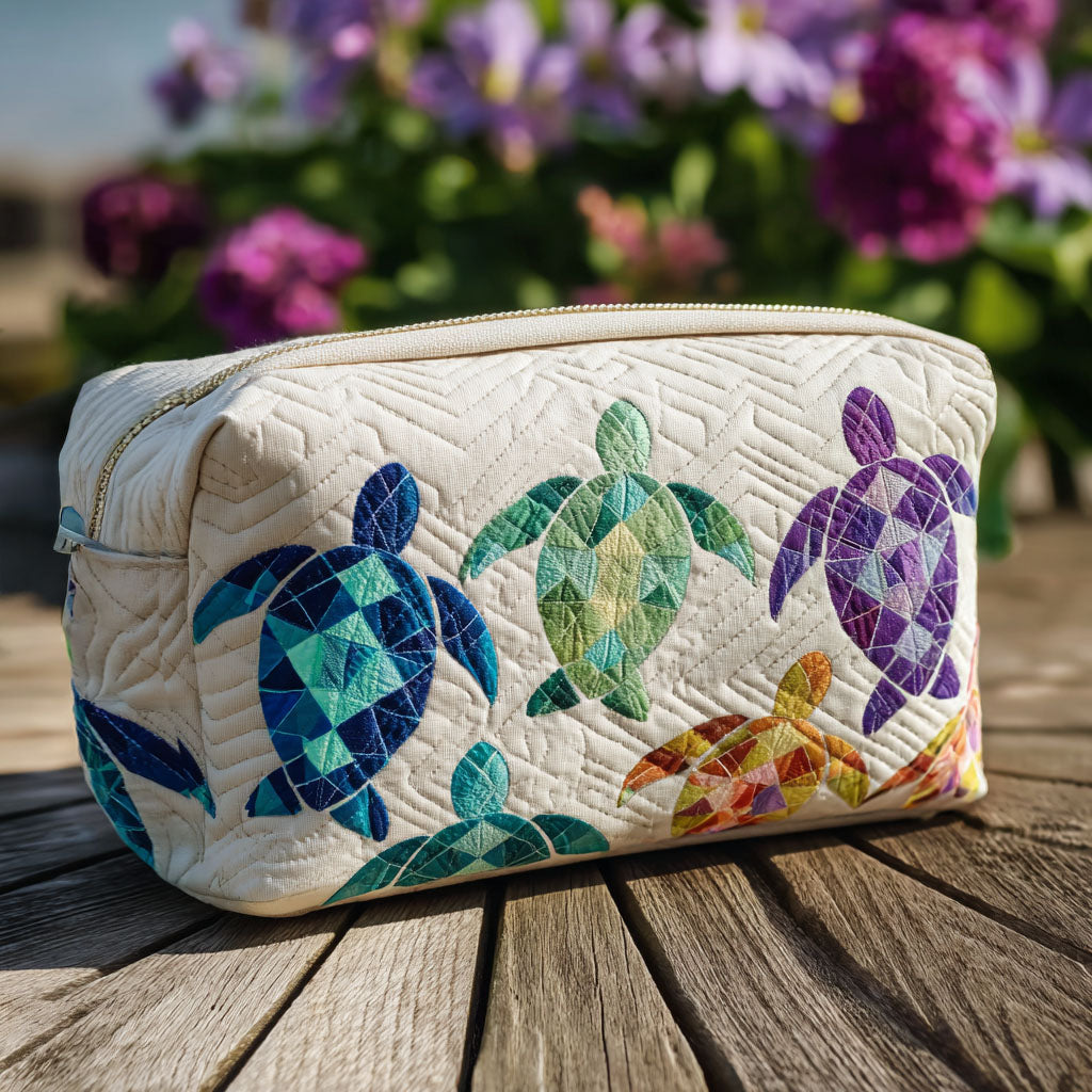 Meike - Gewattete Kulturtasche Maritime Wellen