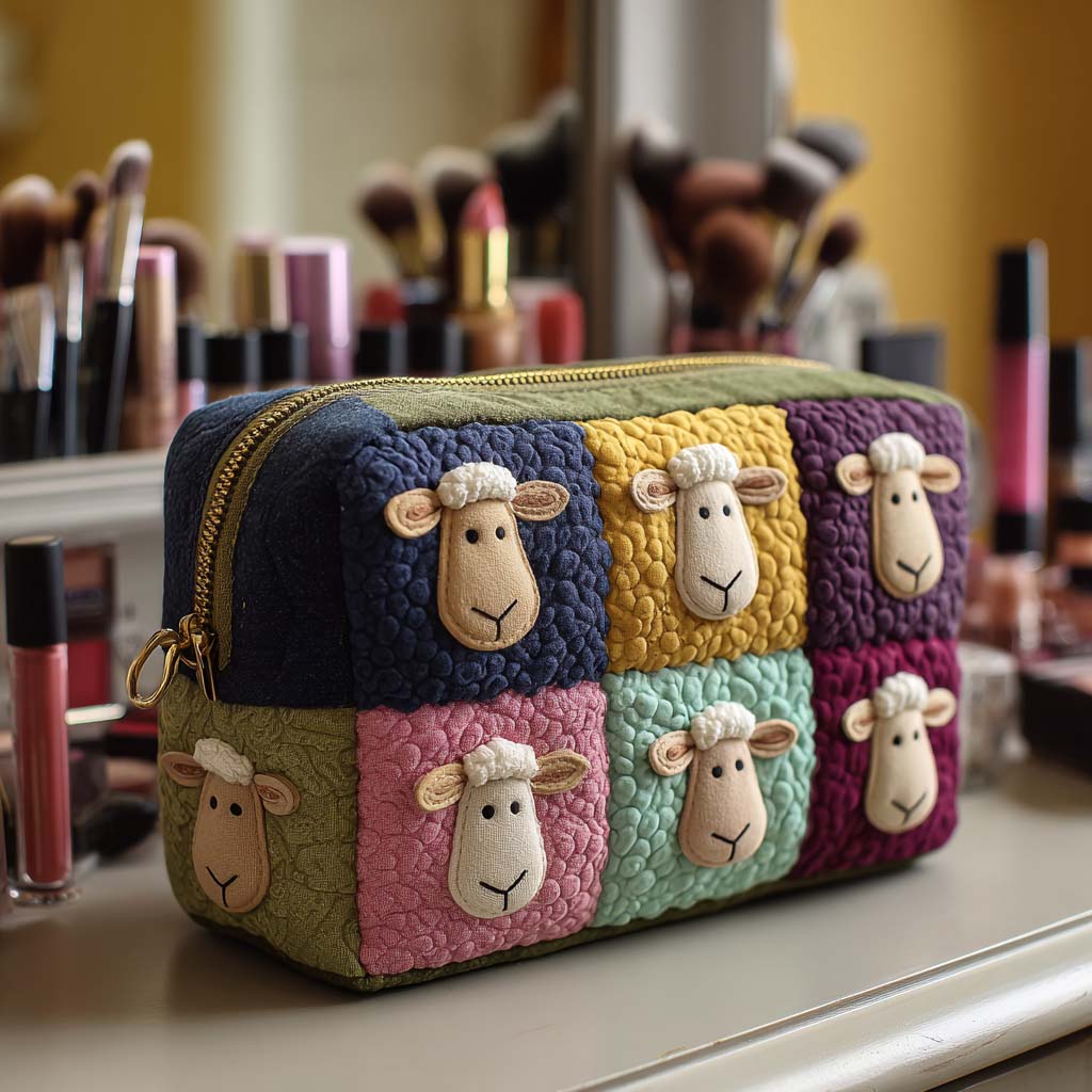 Sanne - Gewattete Kulturtasche aus Patchworkstoff