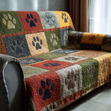 Chantal - Gewatteter Sofabezug Patchwork mit Pfötchen